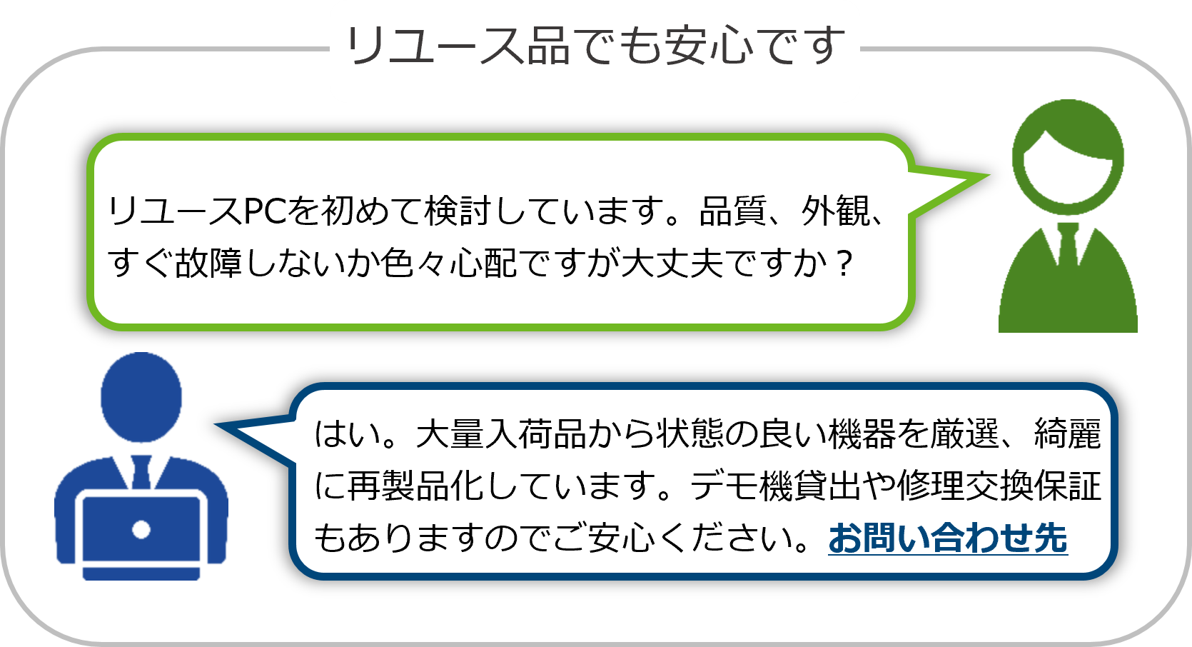 リユース品でも安心です